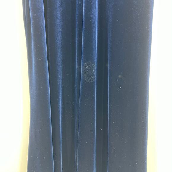 Y2K 90s Bruno Duluc Dark Blue Sleeveless Velvet Stretchy Maxi Dress Prom S Small - Picture 8 of 14
